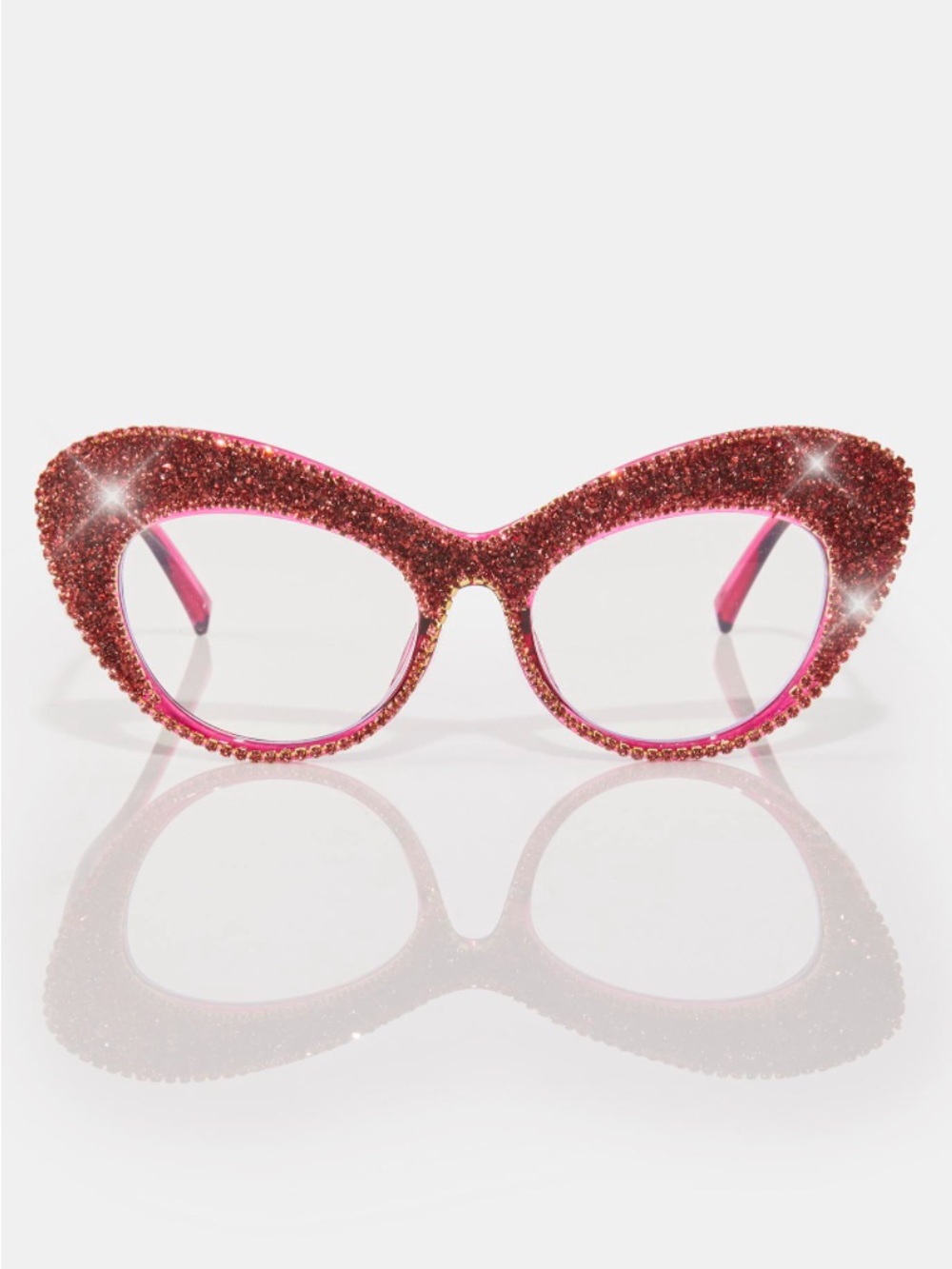 Dolls Kill | Pink Glitter Cat-Eye Sunglasses with Crystal Accents | NWOT